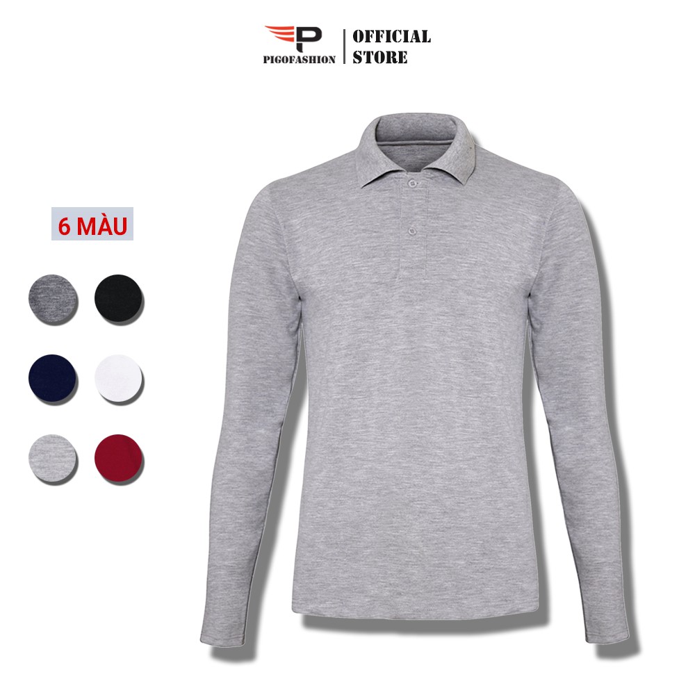 [Mã LT50 giảm 50k đơn 250k] Áo thun nam cổ bẻ dài tay chuẩn phong cách Pigo PG09 (xám) (Lựa màu)