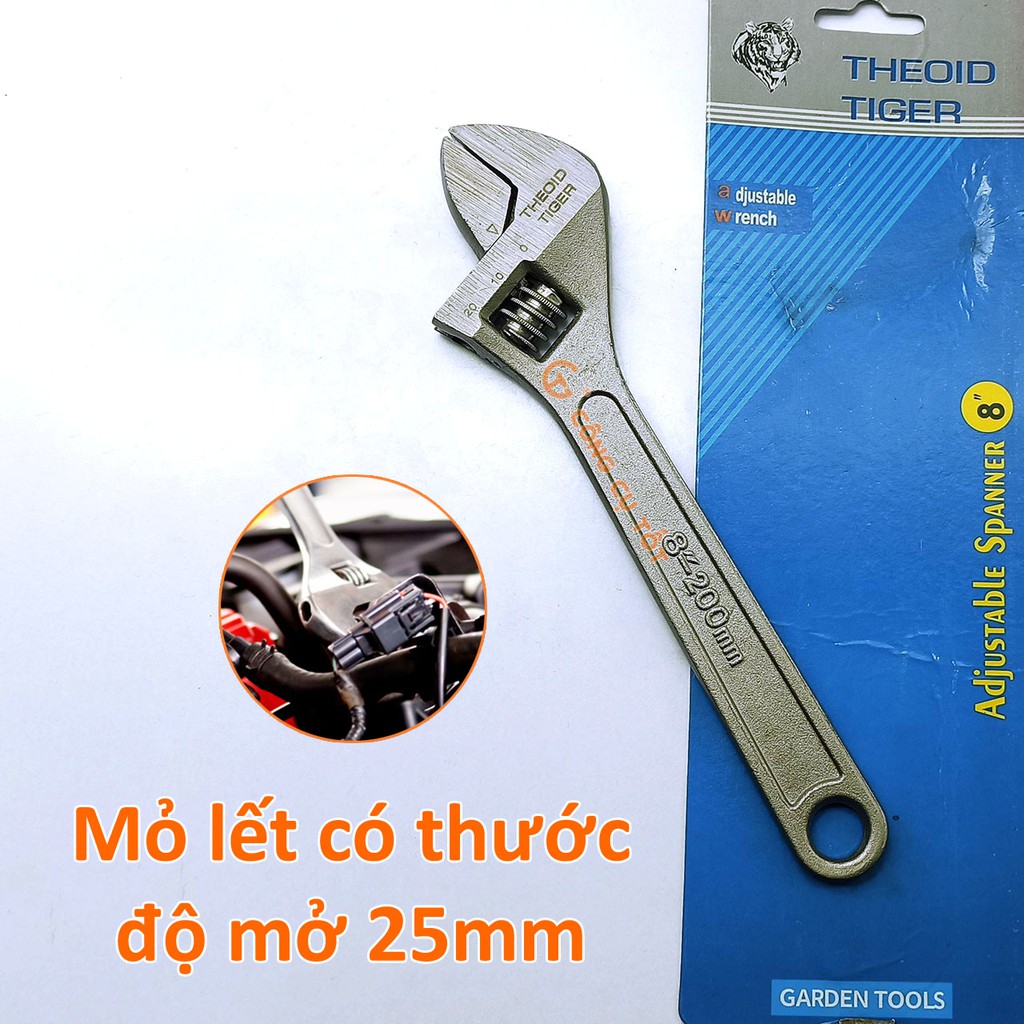 Mỏ lết 200mm Theold Tiger có thước độ mở 25mm