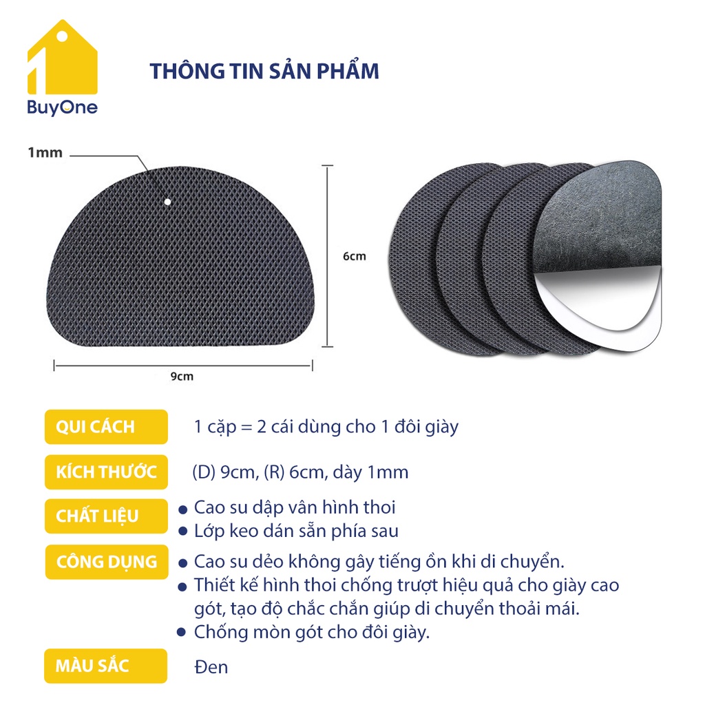 Cặp miếng dán đế giày chống trơn trượt, mòn đế dùng cho nam và nữ, cao su tiện lợi tự dính chất lượng cao - BOPK270