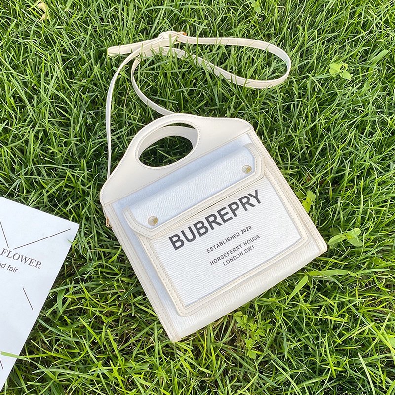 Túi Đeo Chéo Vải Canvas Phối Màu Tương Phản Phong Cách Mới Cho Nữ