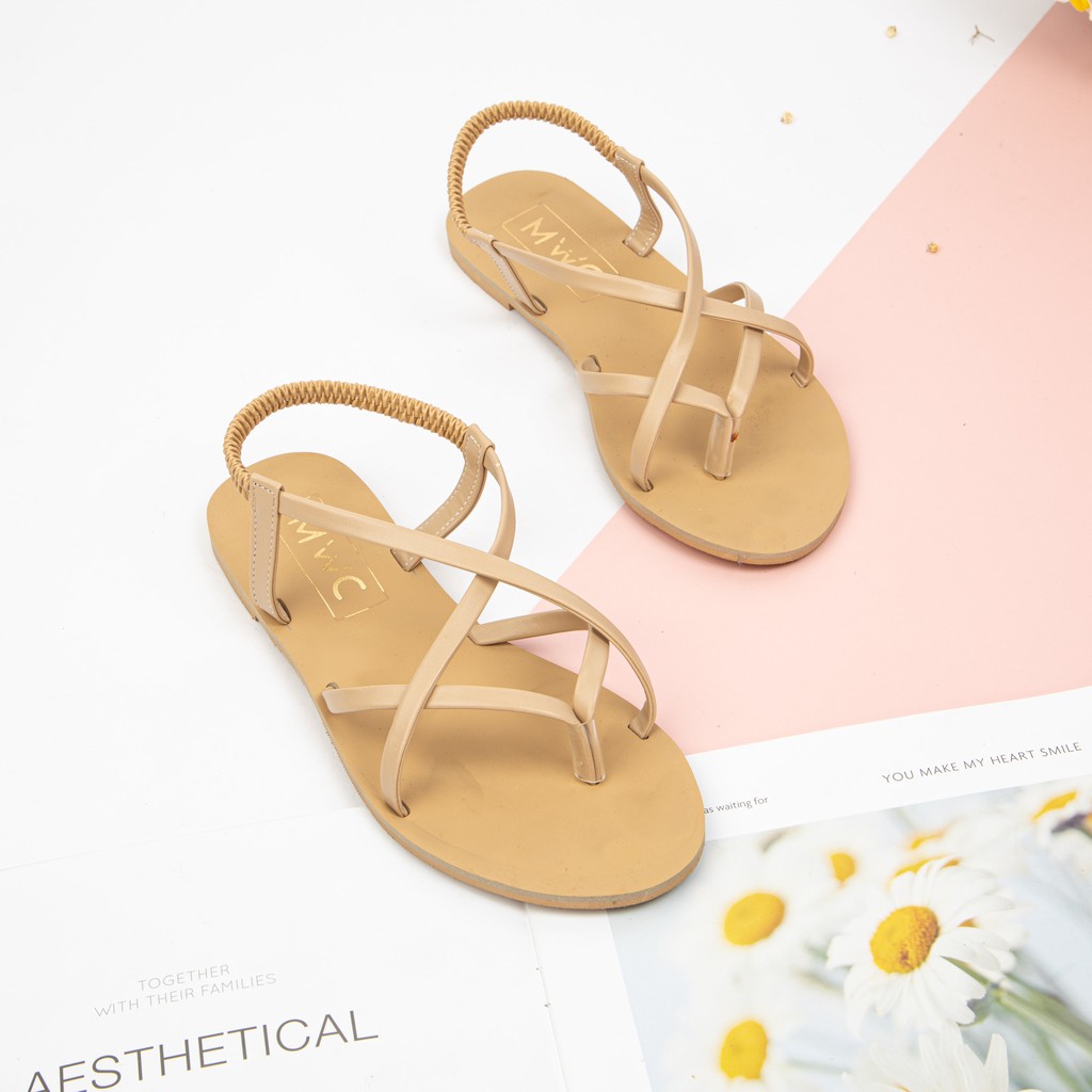 Giày Sandal Nữ MWC Đế Bệt Quai Mảnh Chéo Xỏ Ngón Nữ Tính NUSD- 2847