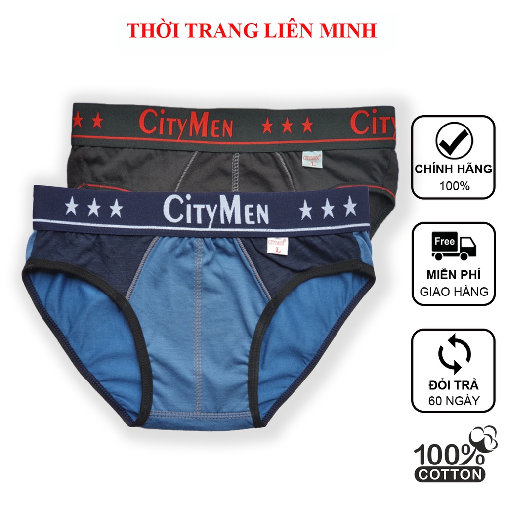 Combo 2 quần lót nam CITYMEN cao cấp, vải cotton 100%, co dãn và thấm hút tốt, quần xì, đồ lót, sịp tam giác