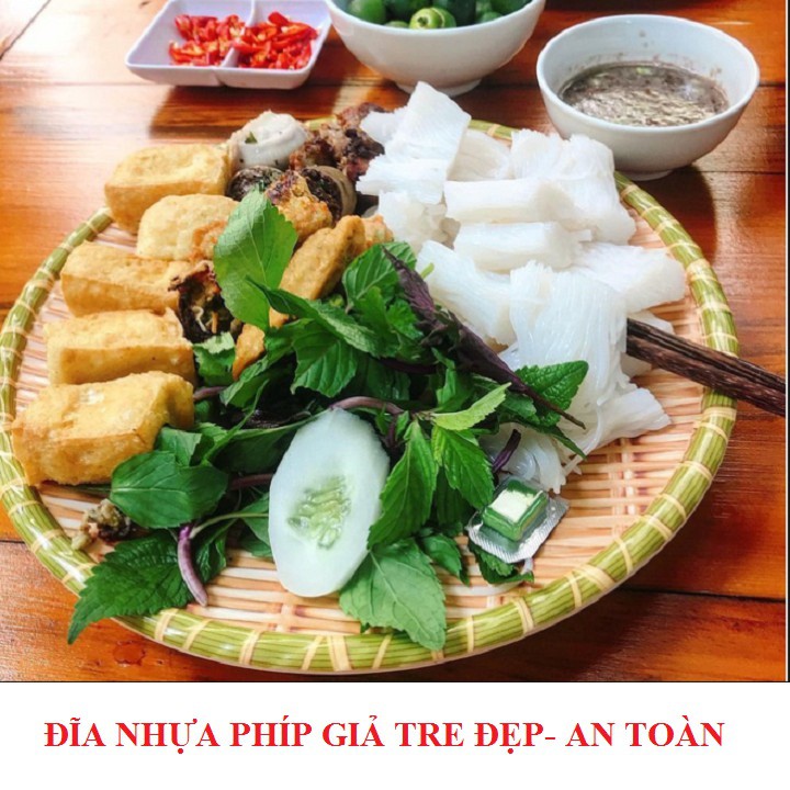 Đĩa nhựa giả tre cao cấp dùng đựng thực phẩm, trưng bày hàng quán