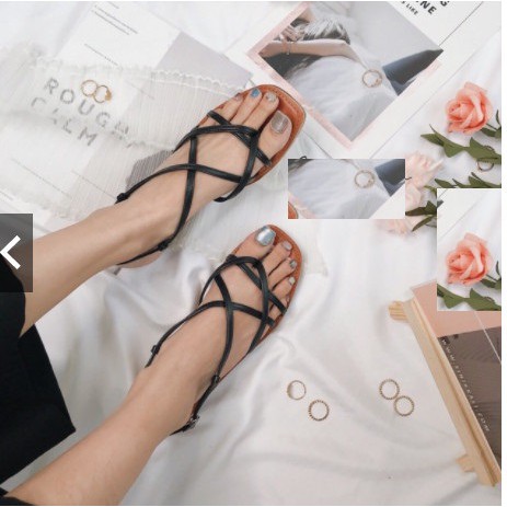 GIÀY SANDAL NỮ XỎ NGÓN DÂY CHÉO NỀN NÂU MYS - SD-0276