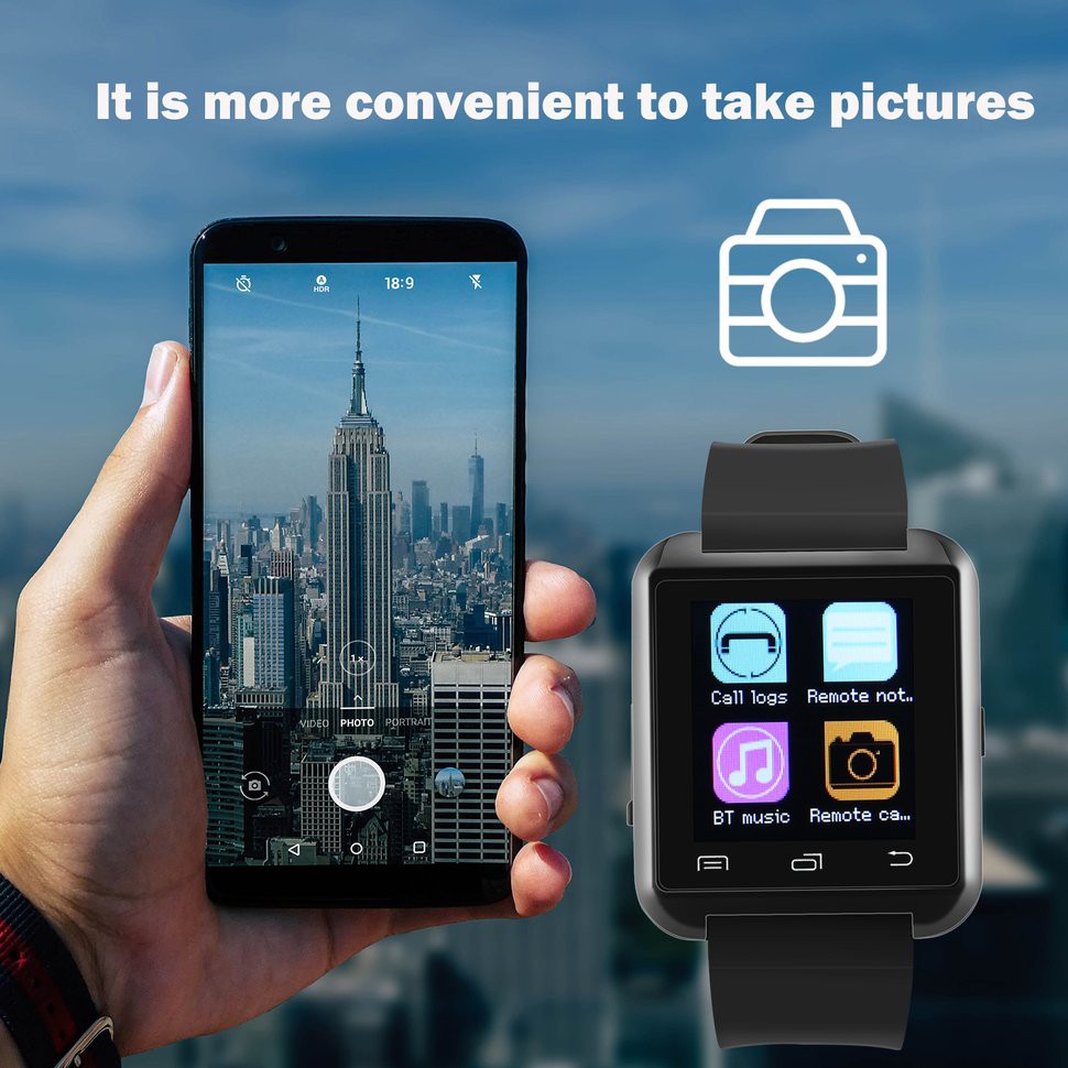 Đồng Hồ Thông Minh Bluetooth Có Khe Cắm Thẻ Camera