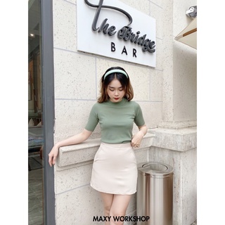 Áo thun ôm dáng nữ Knitted Basic Tee Green Maxy Workshop