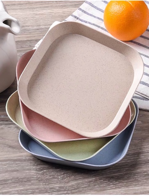 🌈🌈Đĩa lúa mạch an toàn màu pastel vuông và sâu
