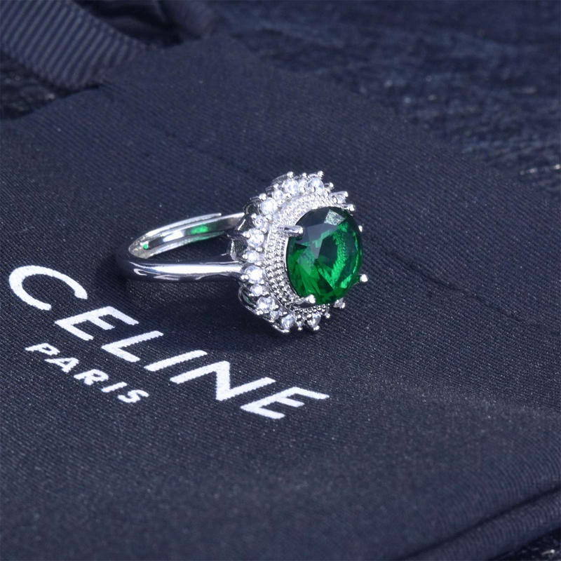 Nhẫn đính đá zircon lớn màu bạc thời trang dành cho nữ