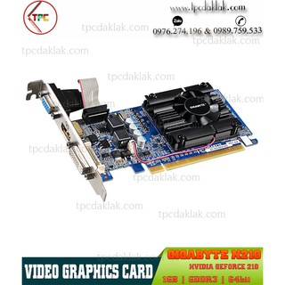 Card màn hình Gigabyte N210, 1GB, GDDRD3 64BIT | VGA máy tính bàn Gigabyte N210 ( HDMI/ DVI-I/ VGA )