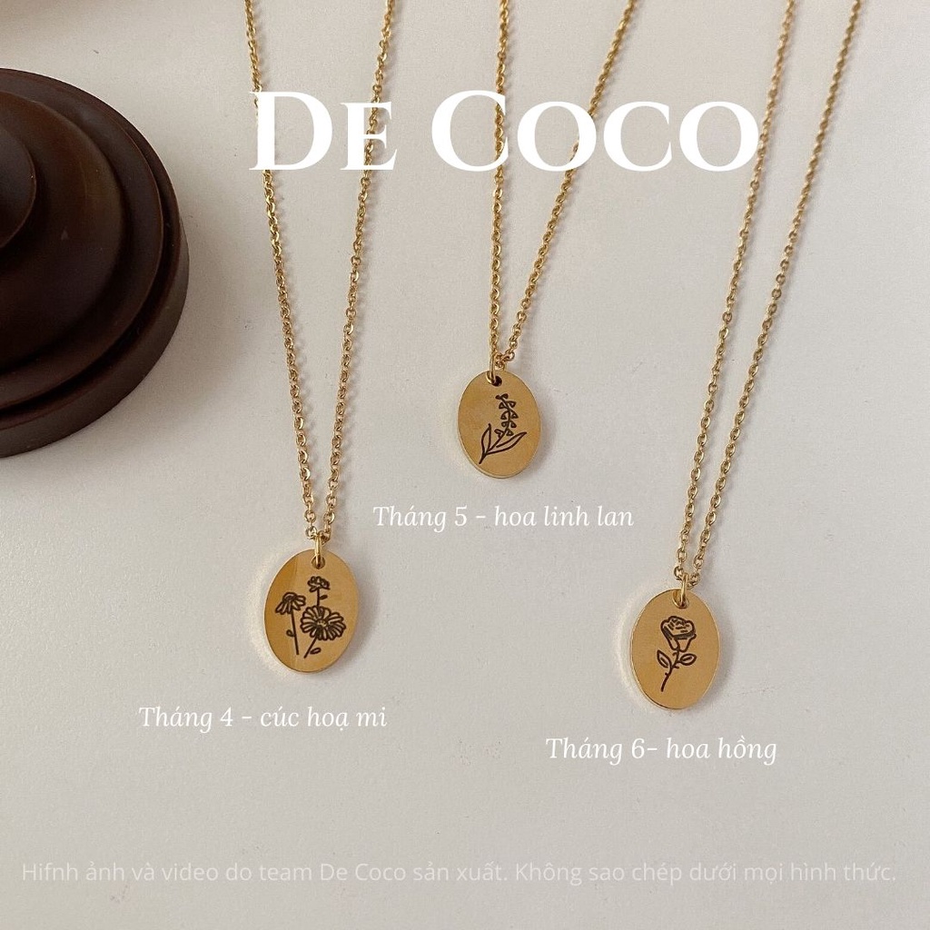 [KHÔNG ĐEN GỈ] Vòng cổ titan sinh nhật, dây chuyền hoa làm quà tặng, Birthday Necklace De Coco