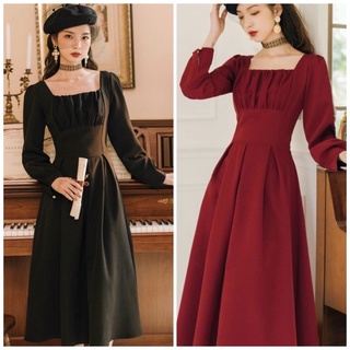 Đầm váy dự tiệc nhúng ngực tay dài 2 màu