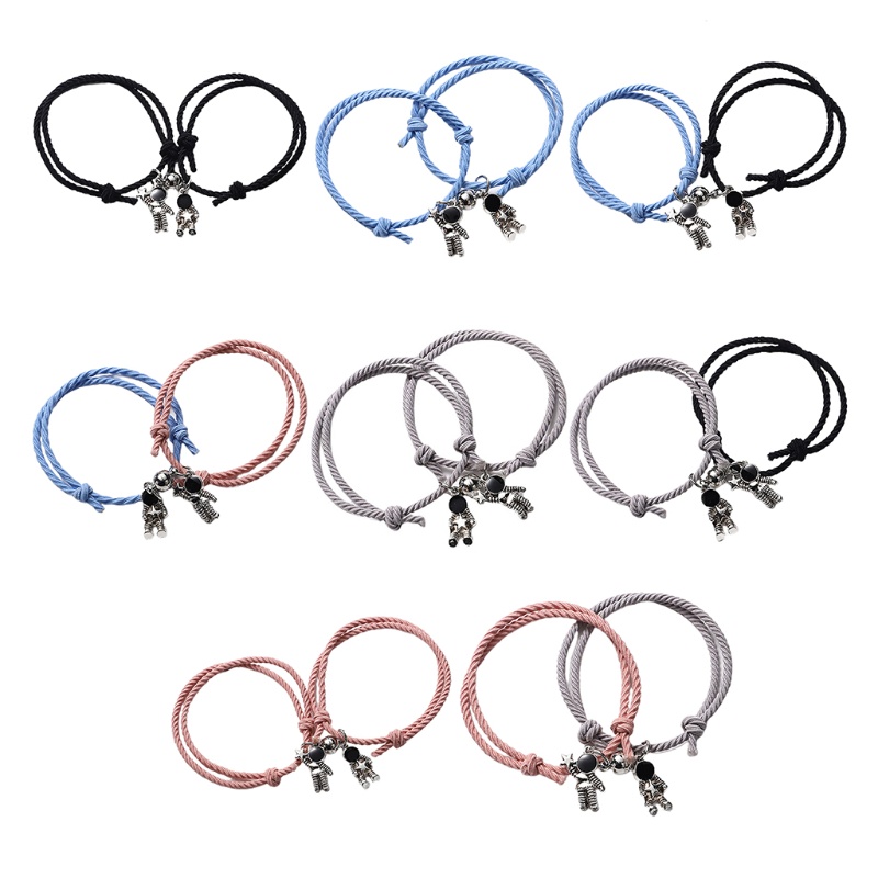 Set 2 vòng tay tình bạn từ tính hình phi hành gia dễ thương sáng tạo tùy chọn màu sắc