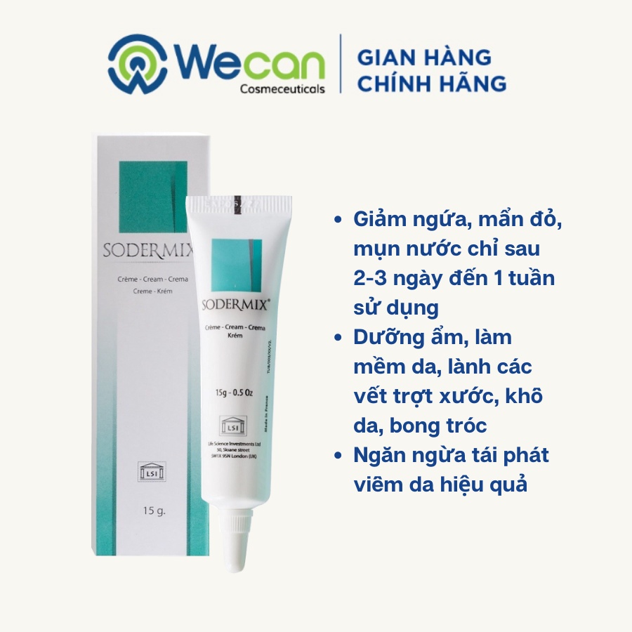 Combo 2 Tuýp SODERMIX Kem Bôi Viêm Da Cơ Địa, Sẹo Nhập Khẩu Nguyên Hộp Từ Pháp 15gr