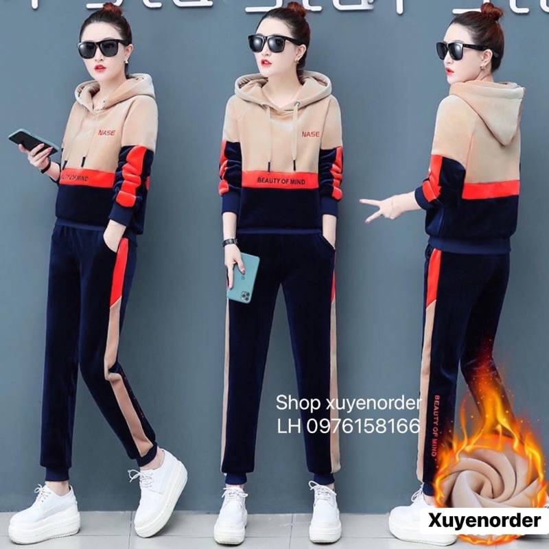 Bộ quần Áo Nữ Chất Nhung 2 Lớp Cực chất