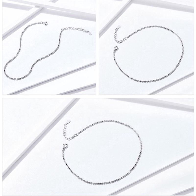 Lắc chân nữ bi nhỏ xinh xắn chuẩn bạc ta bóng đẹp THJ SILVER