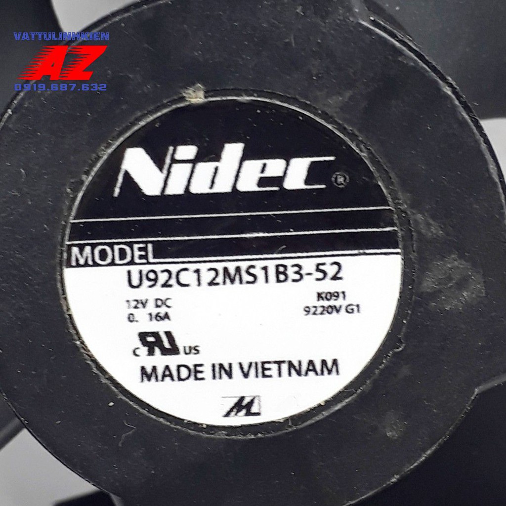Quạt tủ lạnh 9cm x 9cm NIDEC DC12V-0.16A 3 dây 3 cánh.