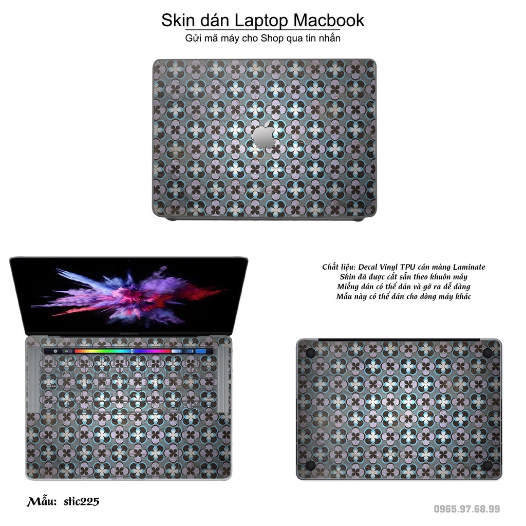 Skin dán Macbook mẫu Hoa văn sticker (đã cắt sẵn, inbox mã máy cho shop)