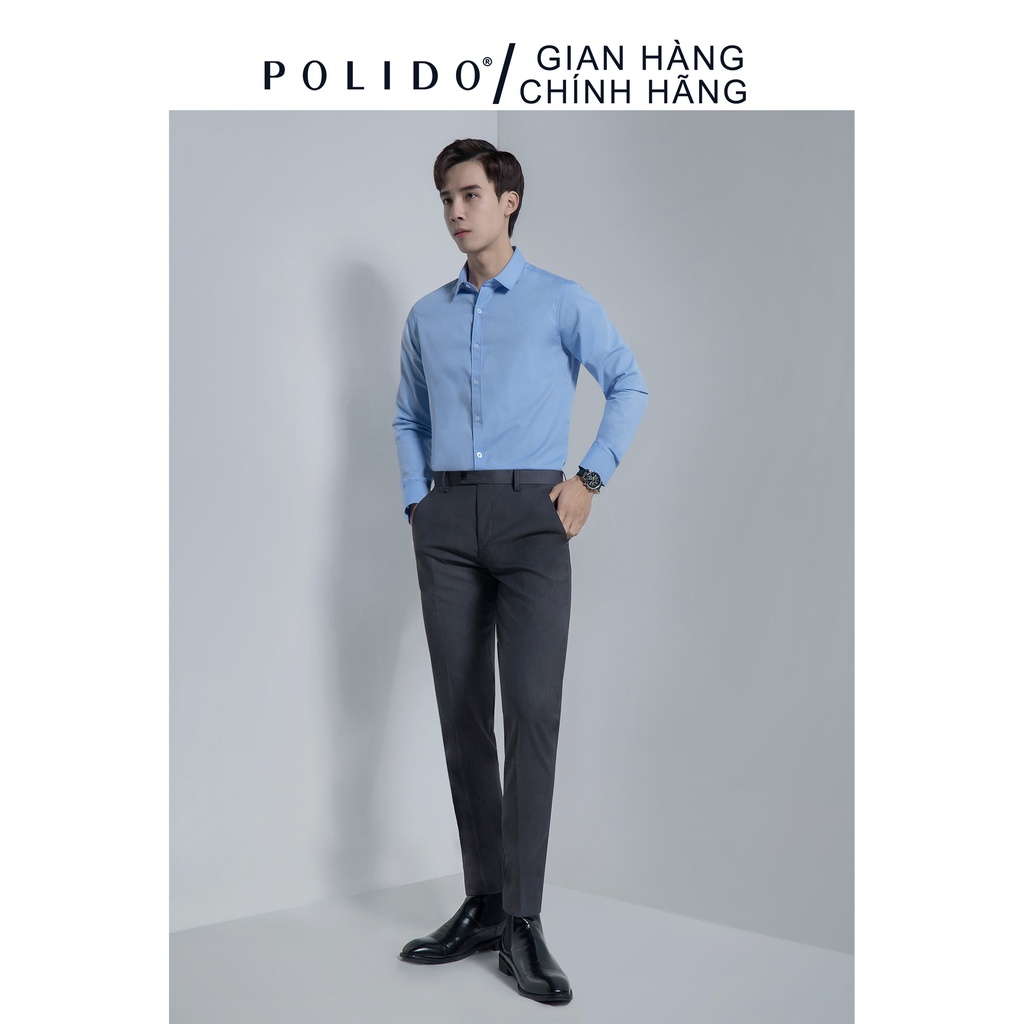 Áo Sơ Mi Nam Trơn CEFFYLO xanh da trời nhạt vải Cotton thấm hút, chống nhăn form Slimfit | BigBuy360 - bigbuy360.vn