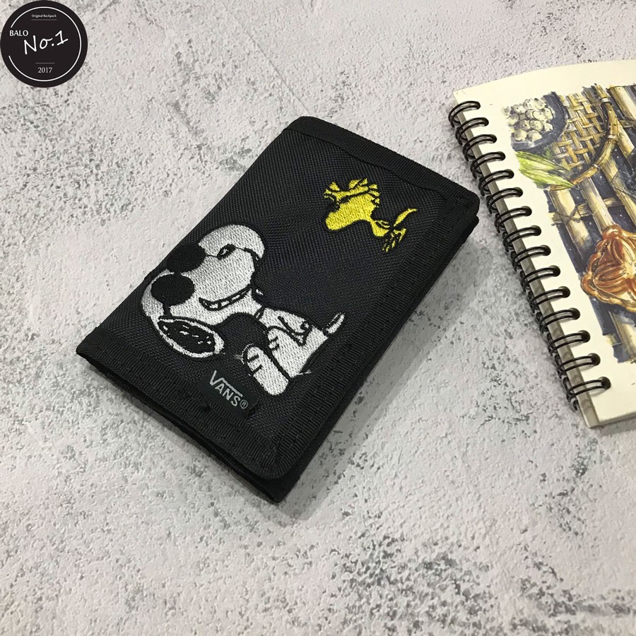 [ HÌNH THẬT 100% ] Túi Ví Van.s x Peanuts Slipped Black Wallet