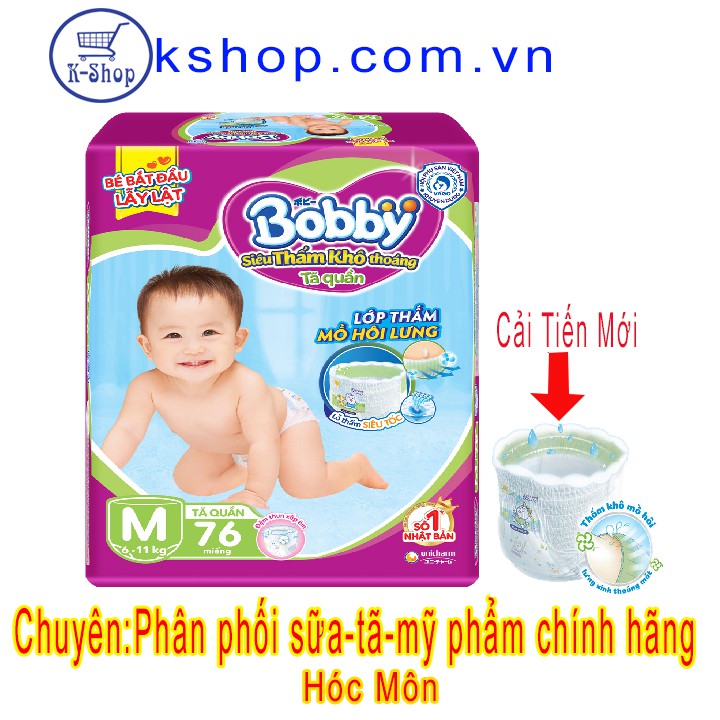 Đủ size Tã Quần Bobby M76 L68 XL62 XXL56- MẪU MỚI