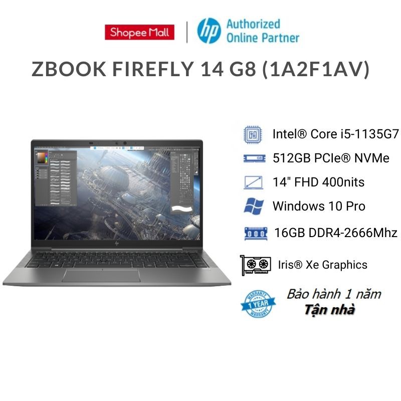 Laptop HP ZBook Firefly 14 G8 (1A2F1AV) (Core i5-1135G7 | 16GB | 512GB | Intel Iris Xe | 14 inch FHD | Win 10 Pro | Bạc)