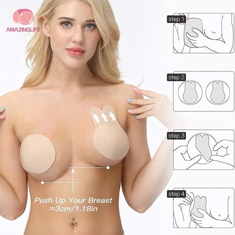 1 Cặp Miếng Dán Nâng Ngực / Nâng Ngực Bằng Silicone Vô Hình Tái Sử Dụng Tiện Lợi