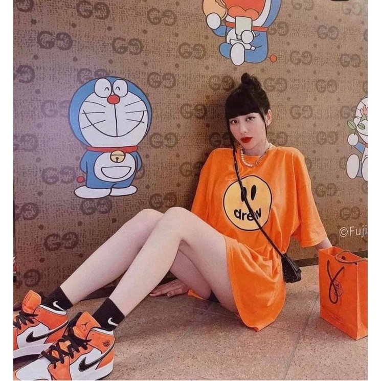 Áo phông mặt cười tay lỡ form rộng cổ tròn unisex