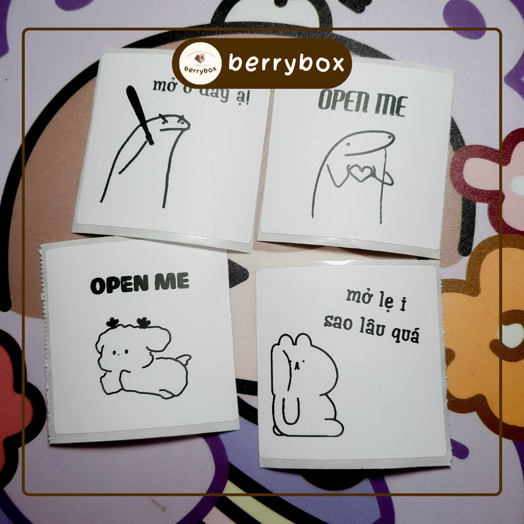 50 tem dán túi giấy, sticker có keo dán sẵn, nhãn dán niêm phong hộp carton, gói hàng dễ thương, in nhiệt