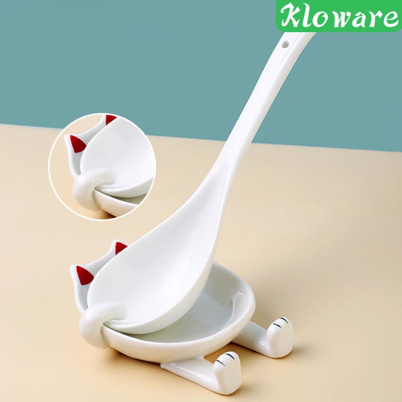Đế Gác Muỗng Bằng Sứ Hình Mèo Kitty Dễ Thương