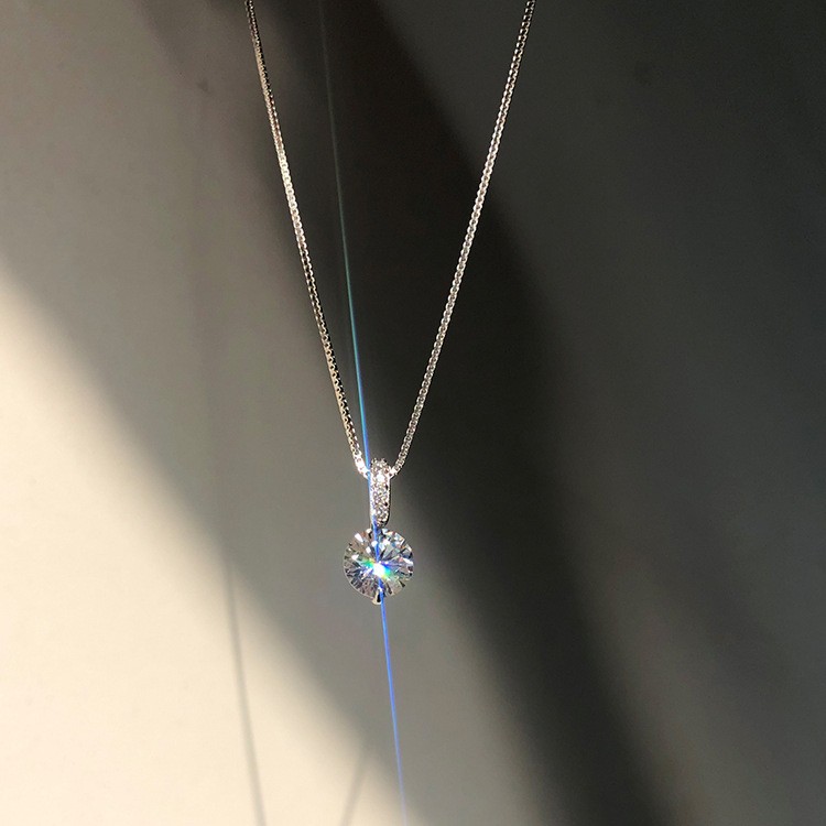 Dây chuyền bạc DaLiA Jewelry mặt đá dài lấp lánh chuẩn bạc ý, dễ phối đồ đi làm đi chơi, bền sáng bóng - D201