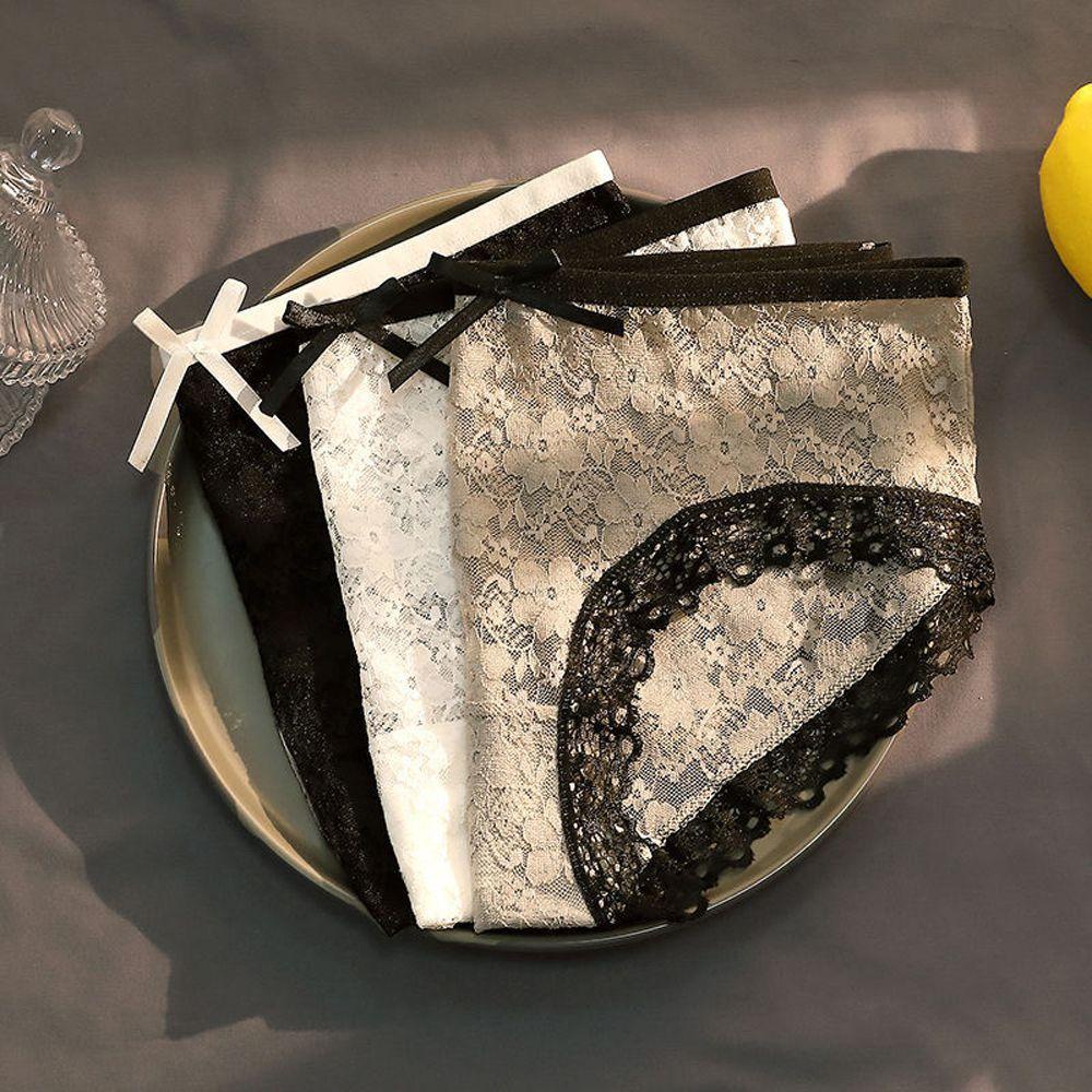 Quần Lót Lưới Trong Suốt Đính Nơ Họa Tiết Hoa Quyến Rũ Cho Nữ