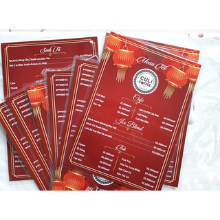 01 Tờ Menu A4 Ép Plastic