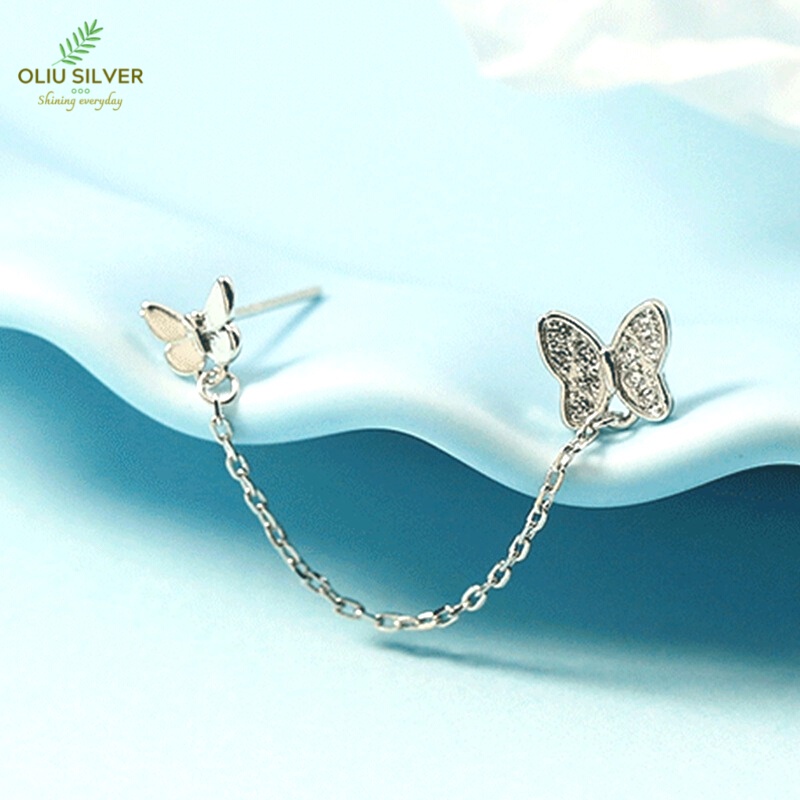 Bông Tai Bạc S925 Butterfly Nhiều Lỗ Xỏ Trẻ Trung Cá Tính | Khuyên Tai Nữ Trang Sức Bạc Thời Trang