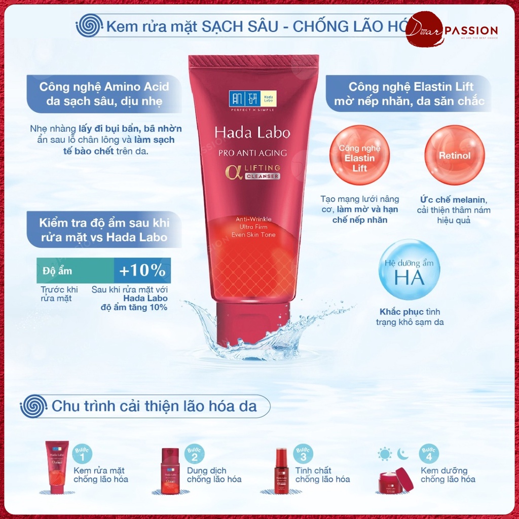 Sữa Rửa Mặt HADA LABO Dưỡng Ẩm, Dưỡng Trắng, Chống Lão Hóa, Làm Dịu Da - Trắng, Xanh, Đỏ 80g