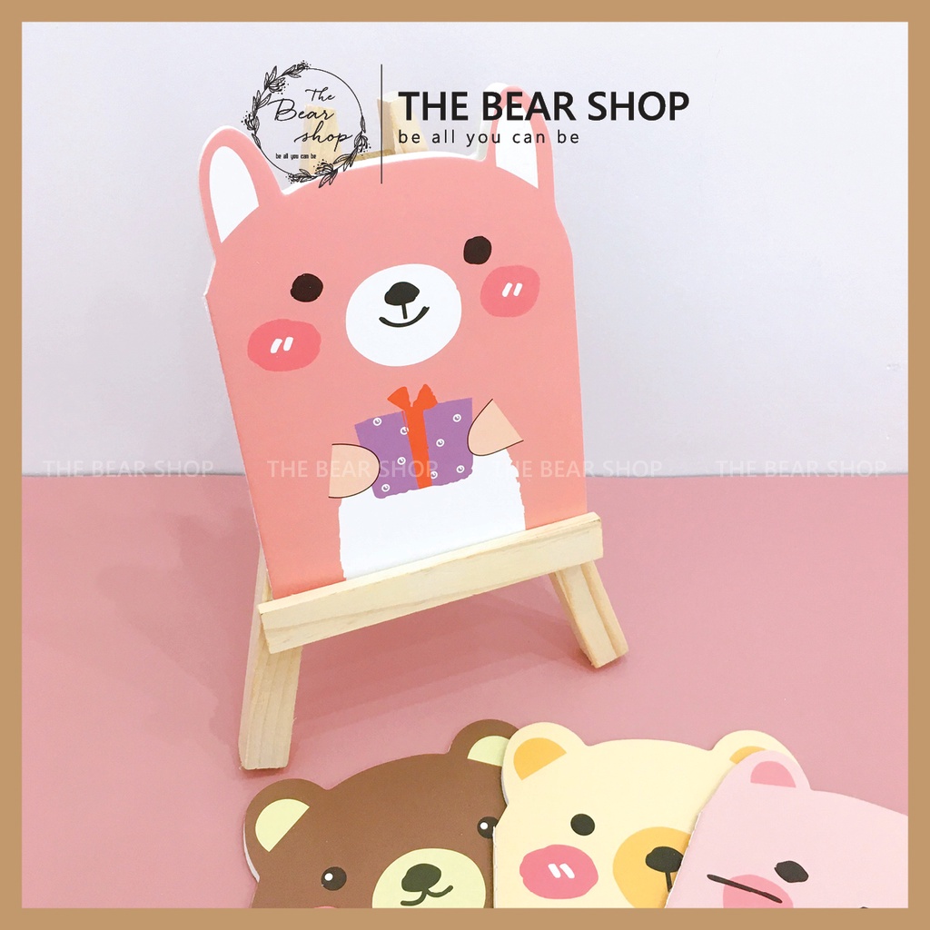 Sổ Tay Ghi Chép- Handmade- Cute Hình Gấu Khổ A6 Có Dòng Kẻ Được Chọn Mẫu - The Bear Shop