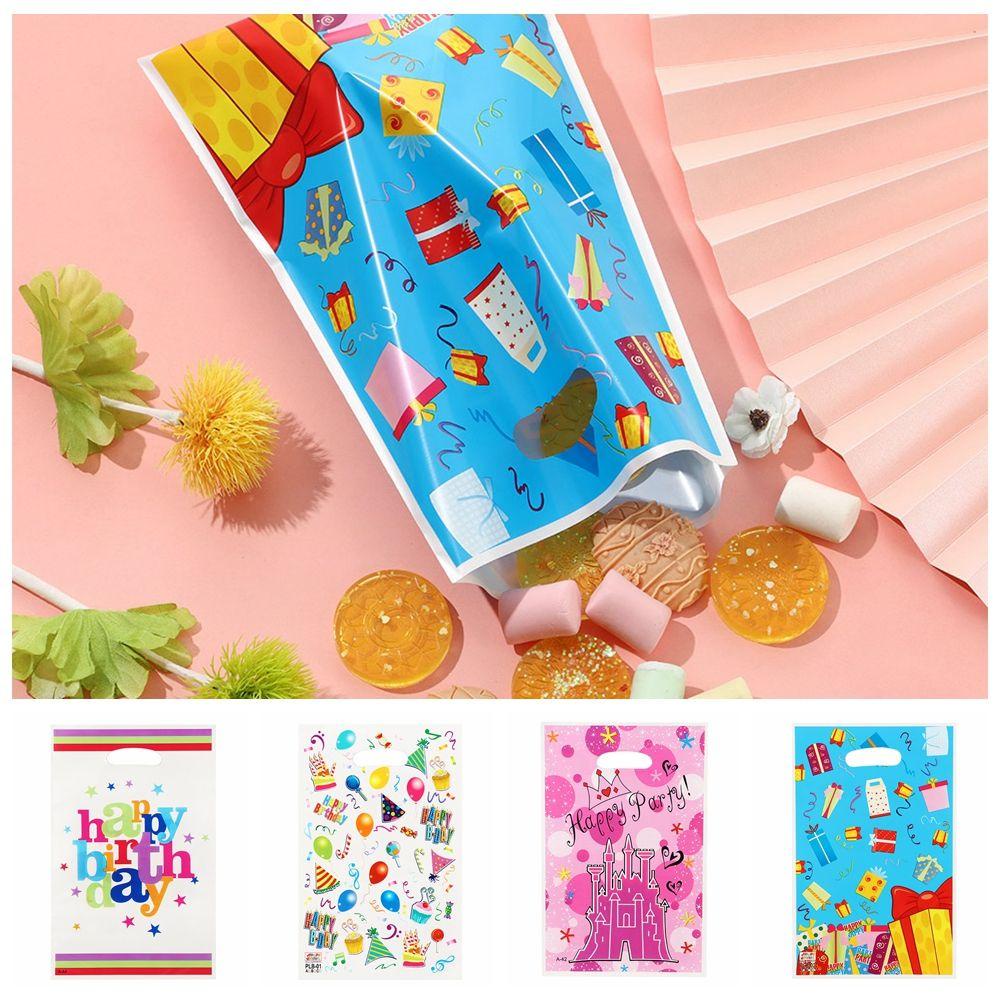 Lakamier 10PCS Plastic Candy Pockets Cartoon Balloon Printed Pattern Gift Bags Packaging