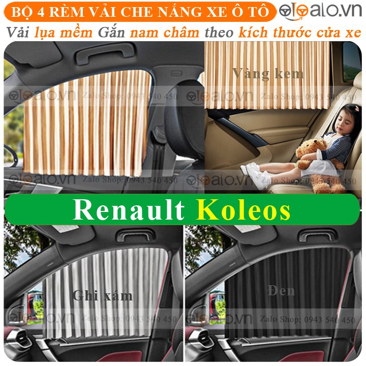 Rèm che nắng xe ô tô Renault Koleos Vải lụa cao cấp thanh ray gắn nam châm keo - OTOALO