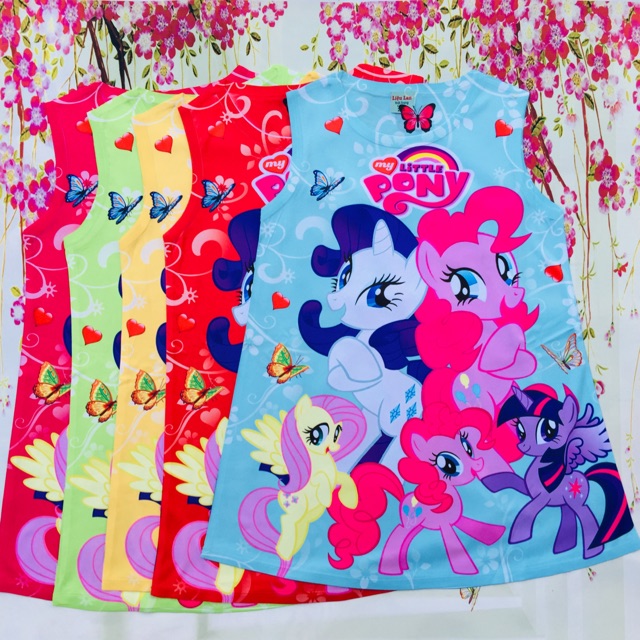 🌸🌸 Đầm chữ A in 3D hình PONY cực xinh bé từ 19-33kg