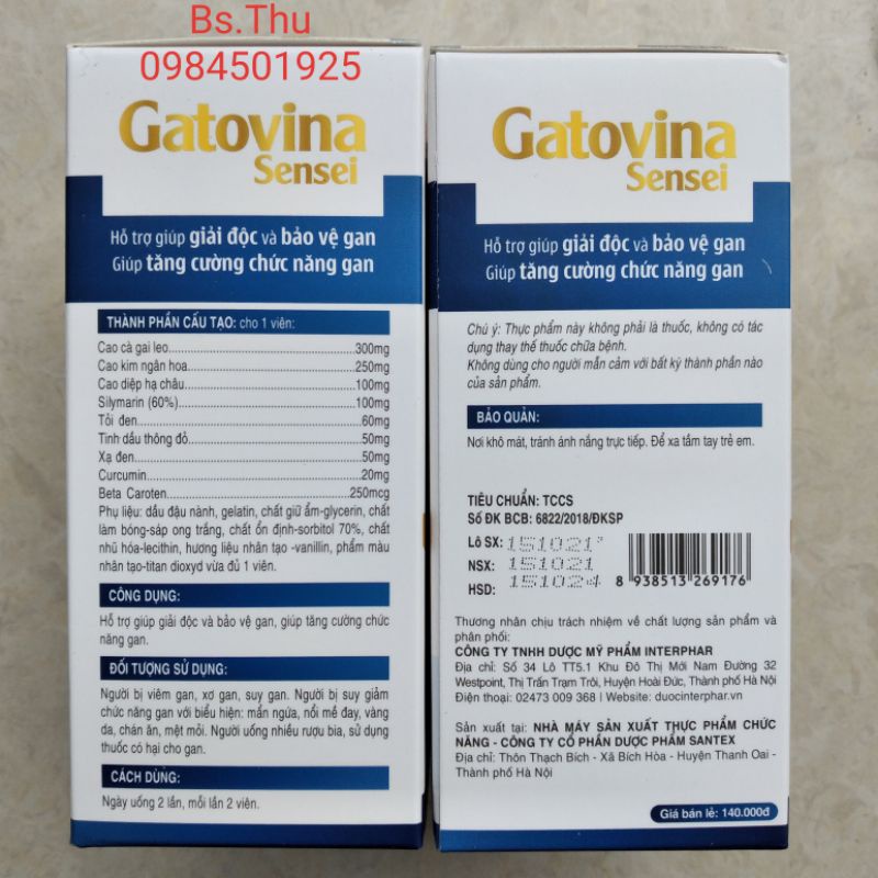 Gatovina sensei bổ gan hỗ trợ bảo vệ, tăng cường chức năng gan hộp 50 viên
