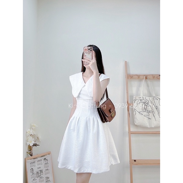 [Hàng sẵn - Hình thật] Đầm gấm xược cổ sen sát nách li eo dáng mini xoè xinh xắn