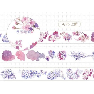 (Chu kỳ) Băng dính trag trí washi tape hoa anh đào đặc biệt