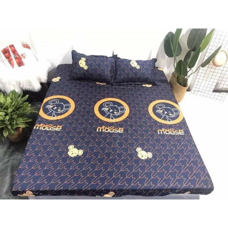 Ga poly cotton loại đẹp tặng kèm 2 vỏ áo gối, ga chun bọc nệm nhiều kích thước giường | BigBuy360 - bigbuy360.vn