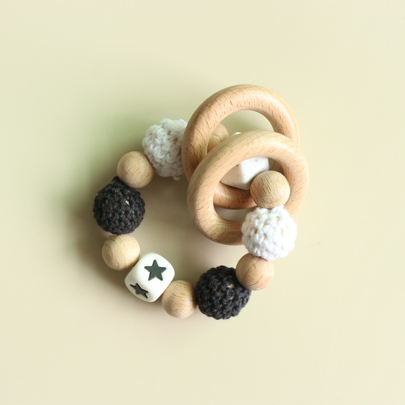 Bộ 4 Vòng Đeo Tay Có Giá Đỡ Núm Vú Giả Họa Tiết Ngựa Vằn Dễ Thương Cho Bé Sơ Sinh Mọc Răng