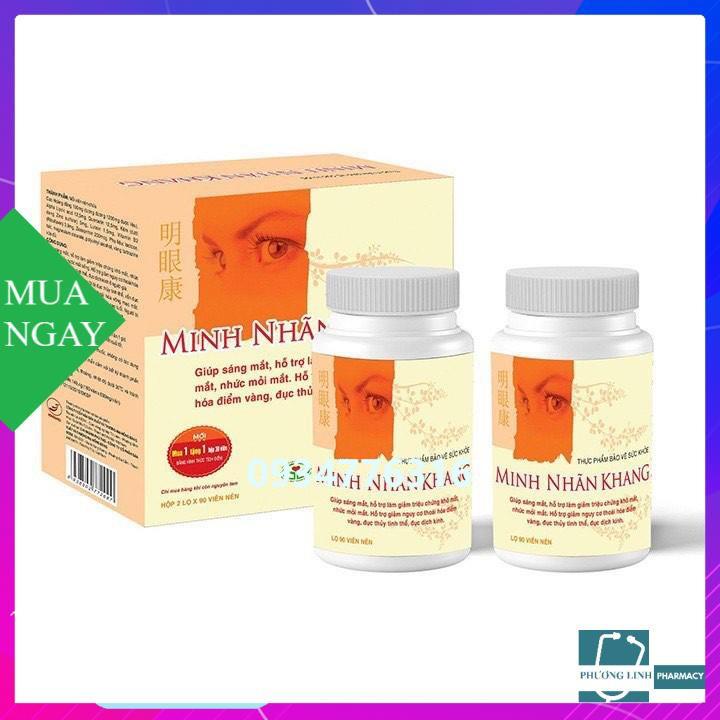 Minh nhãn khang giúp đôi mắt luôn sáng và ngăn ngừa bệnh lý về mắt, hộp 180 viên tặng 1hop 30 viên