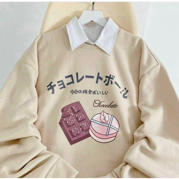 Áo Sweater vải nỉ mềm mại in hình Chocolate xinh xắn hàng mới ra lò bao đẹp tp0027