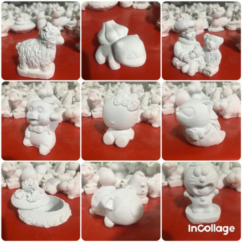 Bộ 4 tượng tô màu thạch cao kèm 6 màu cọ vẽ