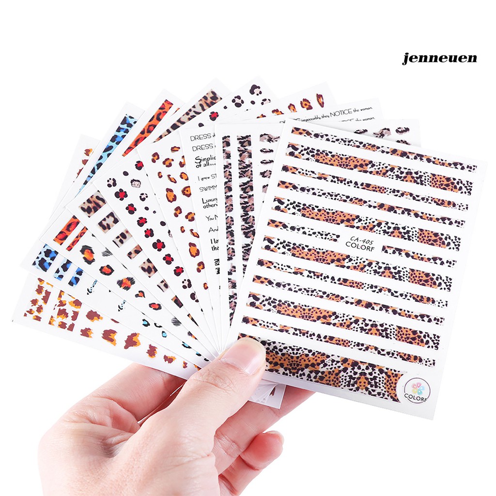 Nhãn Dán Trang Trí Móng Tay Họa Tiết Da Báo Thời Trang Mùa Đông Cá Tính