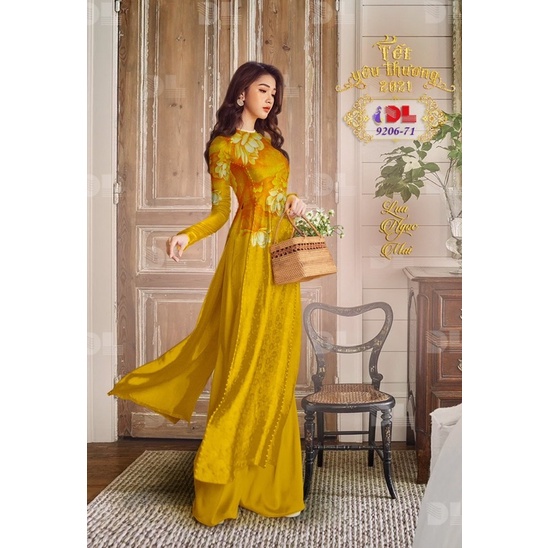 Vải áo dài gấm in hoa sen