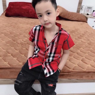 áo sơ mi bbr cộc tay cho bé trai