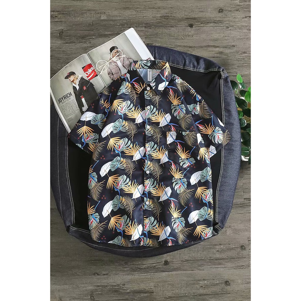 Áo Sơ Mi Nam Ngắn Tay In Hình Thời Trang Hàn Quốc